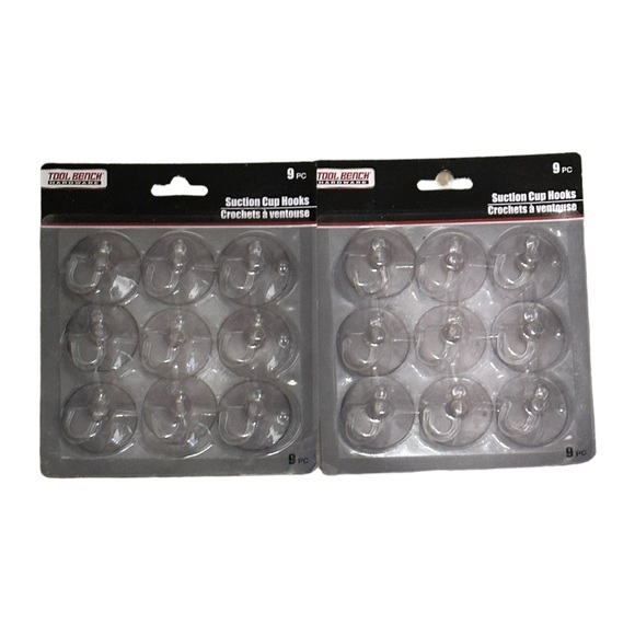 Tool Bench Hardware 2 Pks Clear Suction Wall Hanger Hooks NWT - Picture 3 of 6